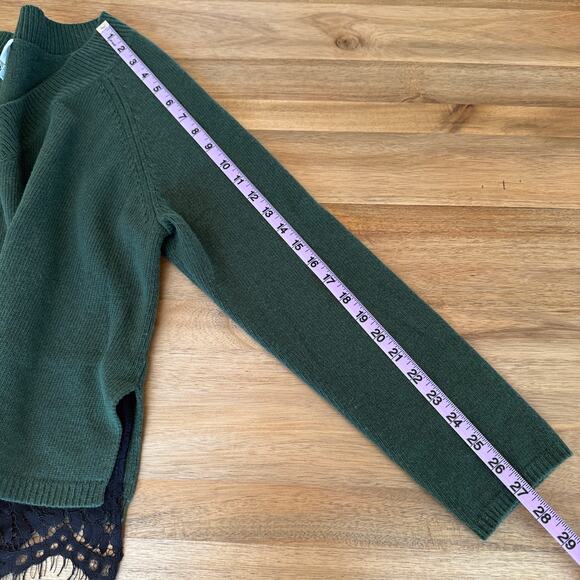 Robert Rodriguez V Neck Pullover Sweater Medium Green Black Lace Trim Wool Blend - Picture 16 of 16